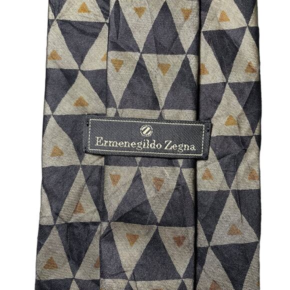 Ermenegildo Zegna 100% Silk Tie Necktie Triangle Geometric Italy Career - Picture 4 of 8